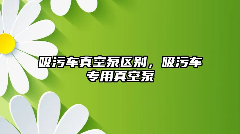 吸污車真空泵區別，吸污車專用真空泵