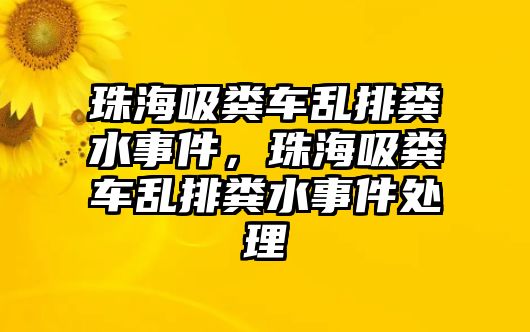 珠海吸糞車亂排糞水事件，珠海吸糞車亂排糞水事件處理