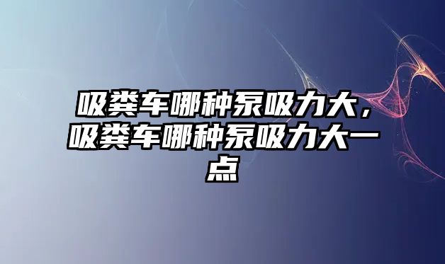 吸糞車哪種泵吸力大，吸糞車哪種泵吸力大一點