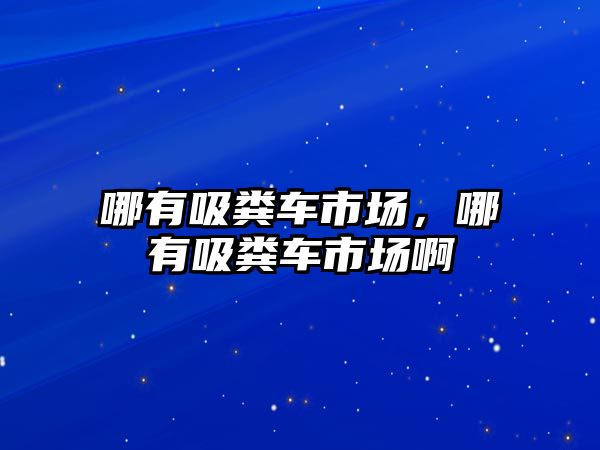 哪有吸糞車市場，哪有吸糞車市場啊