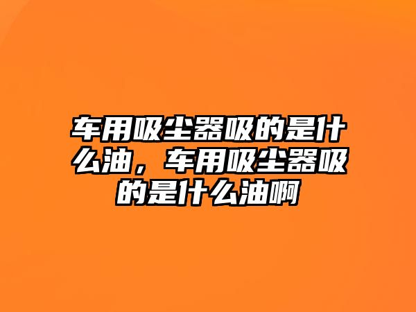 車用吸塵器吸的是什么油，車用吸塵器吸的是什么油啊